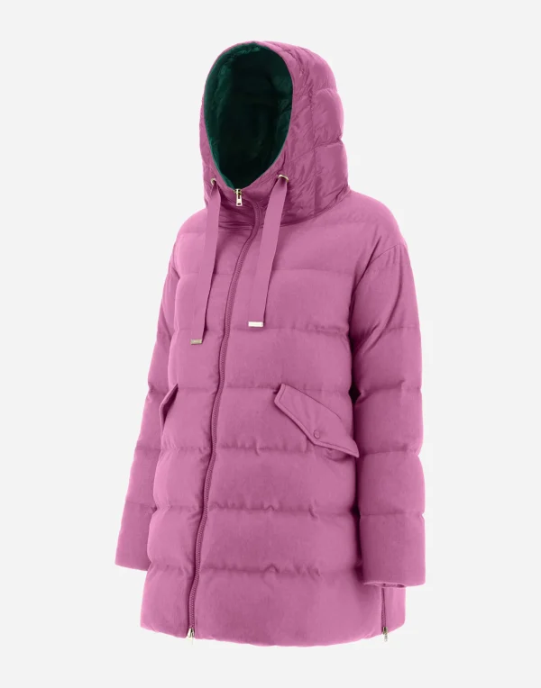 Flash Sale A-Formige Jacke Aus Kaschmir Und Seide Lange Daunenjacken