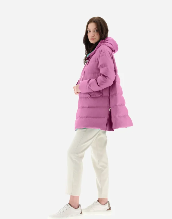 Flash Sale A-Formige Jacke Aus Kaschmir Und Seide Lange Daunenjacken