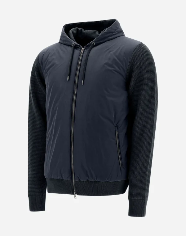 Fashion Cardigan Aus Waffle Knit & Nylon Bomber