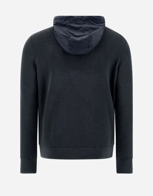 Fashion Cardigan Aus Waffle Knit & Nylon Bomber