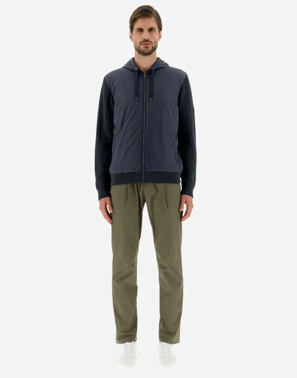 Fashion Cardigan Aus Waffle Knit & Nylon Bomber