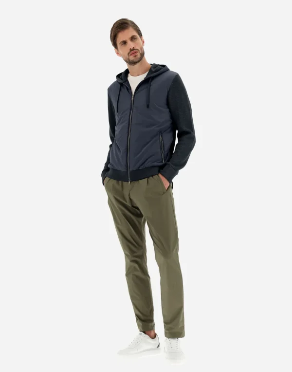 Fashion Cardigan Aus Waffle Knit & Nylon Bomber