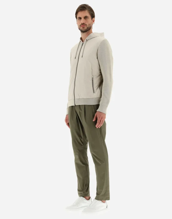 Clearance Cardigan Aus Waffle Knit & Nylon Bomber
