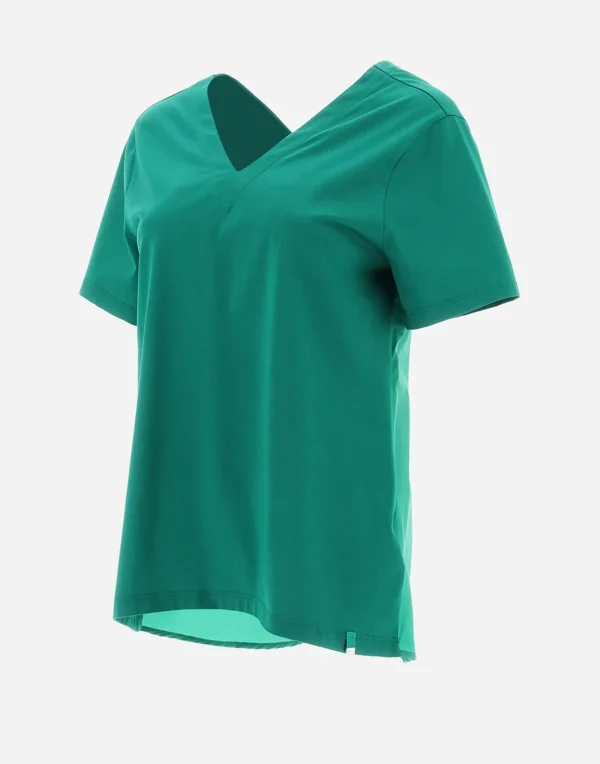 Online T-Shirt Mit V-Ausschnitt Aus Chic Cotton Jersey & New Techno Taft T-Shirts