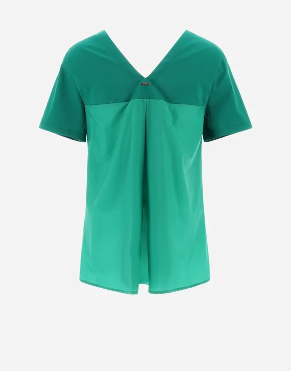 Online T-Shirt Mit V-Ausschnitt Aus Chic Cotton Jersey & New Techno Taft T-Shirts