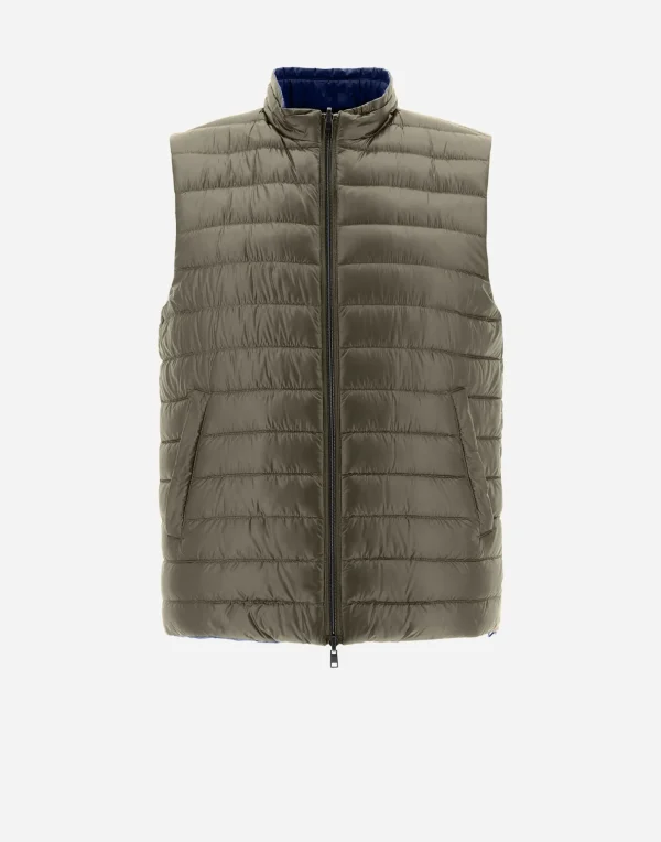 New Wendbare, Zweifarbige Weste Aus Nylon Ultralight Kurze Daunenjacken