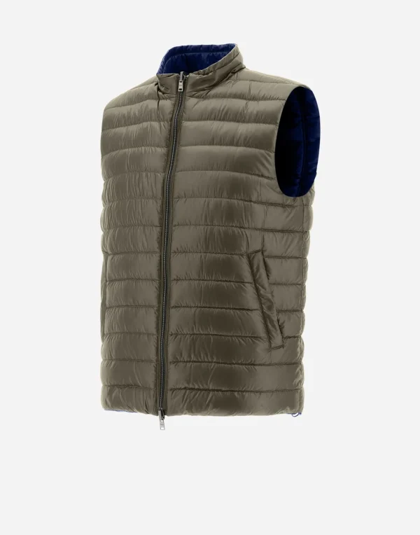 New Wendbare, Zweifarbige Weste Aus Nylon Ultralight Kurze Daunenjacken