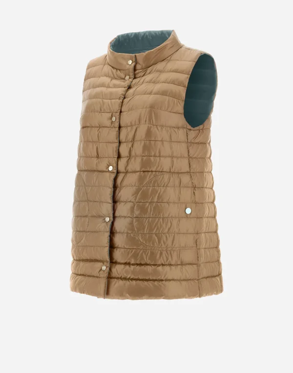 Cheap Wendbare, Zweifarbige Weste Aus Nylon Ultralight Lange Daunenjacken